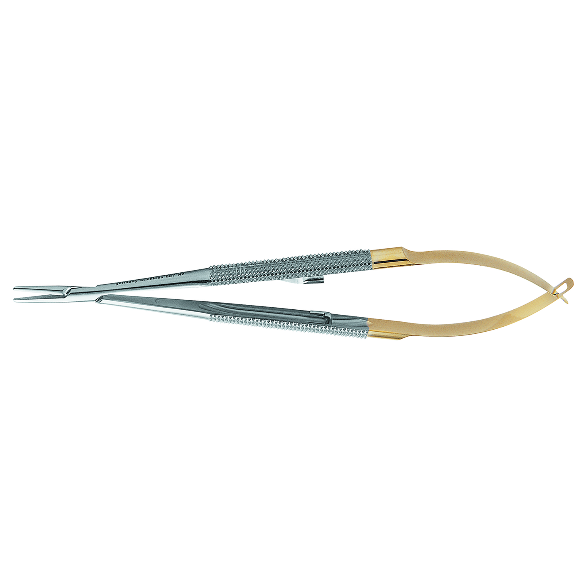 Nadelhalter Castroviejo, rund, gerade, diamantiert 14cm